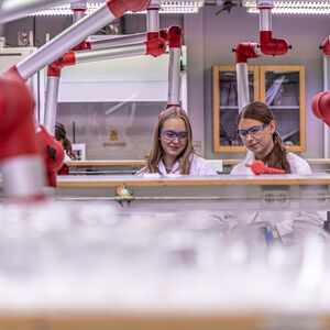 2 students in a lab