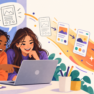 AI generated image of girls doing something at computer