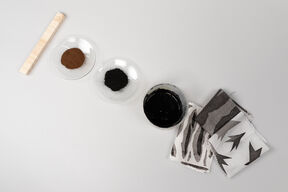 Wood, powder, ink and textile